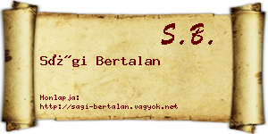 Sági Bertalan névjegykártya